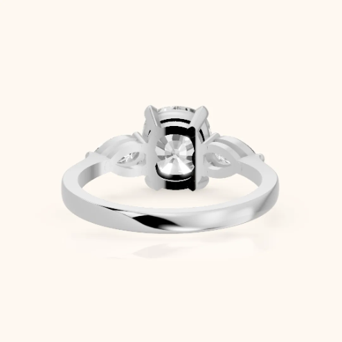 Grace Three Stone Cushion Diamond Engagement & Wedding Ring