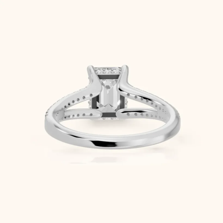 Emerald Diamond Engagement & Wedding Ring