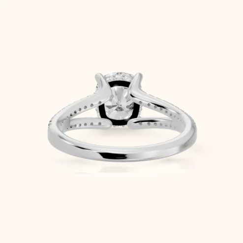 Eternal Embrace Solitaire Cushion Diamond Engagement & Wedding Ring