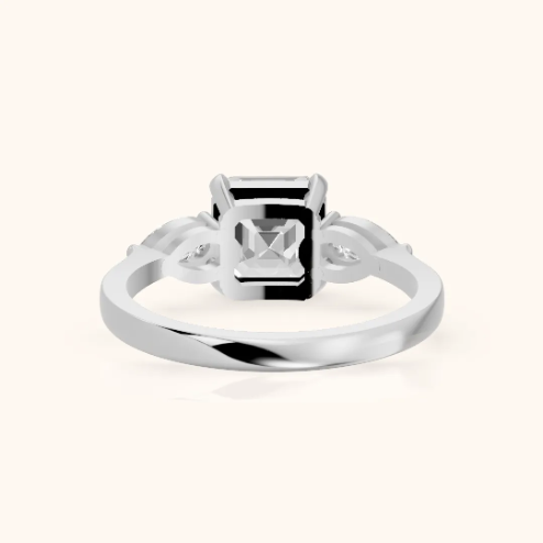 Grace Three Stone Asscher Diamond Engagement & Wedding Ring