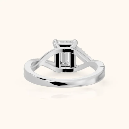 Veronica Twist Side Stone Emerald Diamond Engagement & Wedding Ring