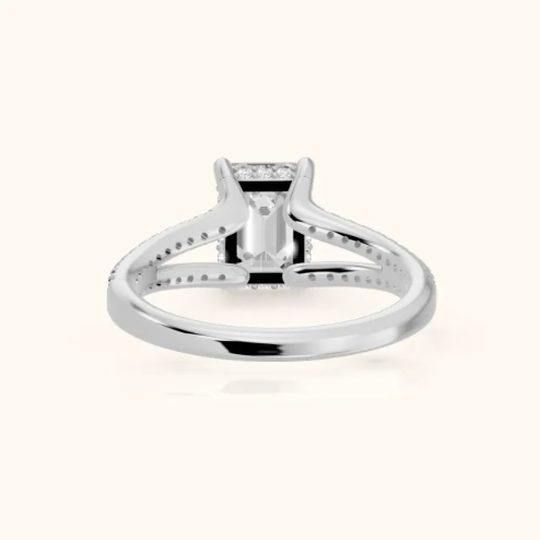 Eternal Embrace Solitaire Emerald Diamond Engagement & Wedding Ring