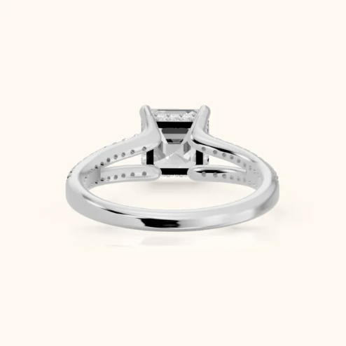Eternal Embrace Solitaire Asscher Diamond Engagement & Wedding Ring