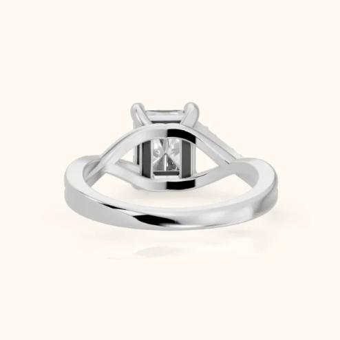 Veronica Twist Side Stone Radiant Diamond Engagement & Wedding Ring
