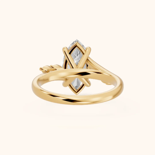 Flora Twist Side Stone Marquise Diamond Engagement & Wedding Ring