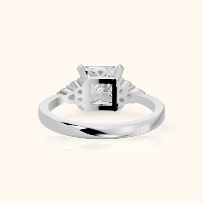Amelia Three Stone Princess Diamond Engagement & Wedding Ring