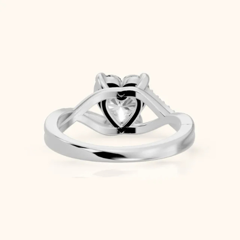 Veronica Twist Side Stone Heart Diamond Engagement & Wedding Ring