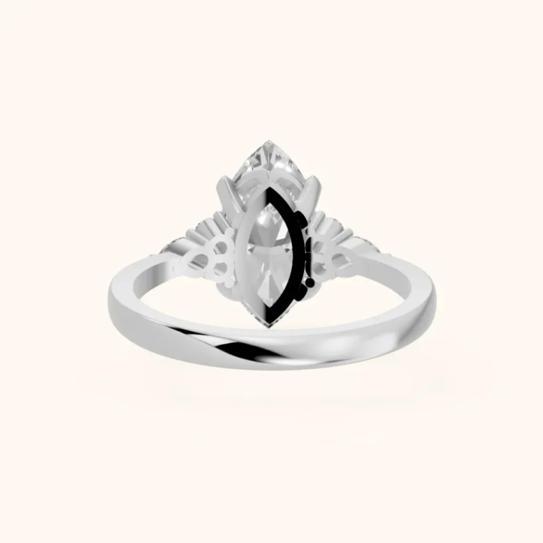 Amelia Three Stone Marquise Diamond Engagement & Wedding Ring