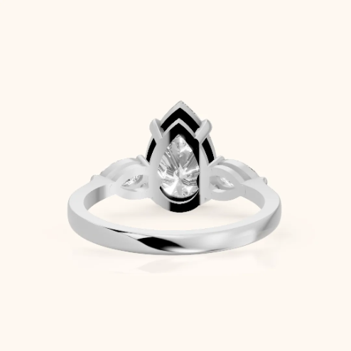 Grace Three Stone Pear Diamond Engagement & Wedding Ring
