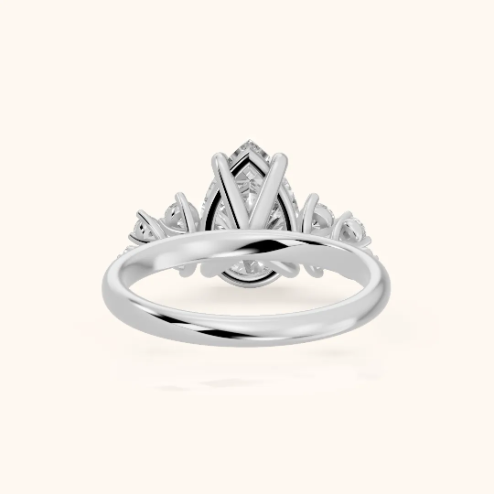 Evelina Bloom Pear Diamond Engagement & Wedding Ring