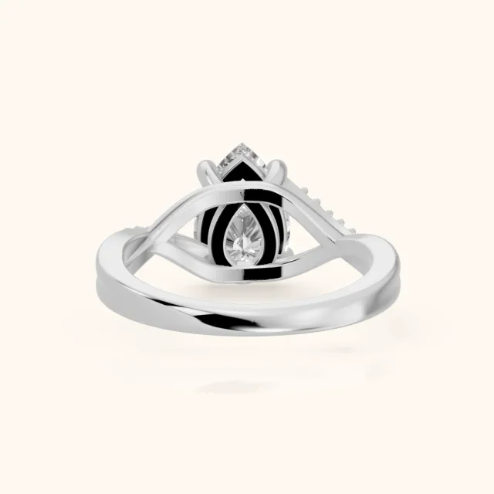 Veronica Twist Side Stone Pear Diamond Engagement & Wedding Ring