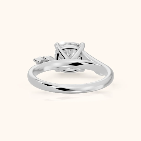 Flora Twist Side Stone Cushion Diamond Engagement & Wedding Ring