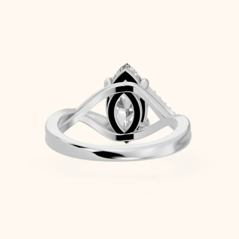 Veronica Twist Side Stone Marquise Diamond Engagement & Wedding Ring