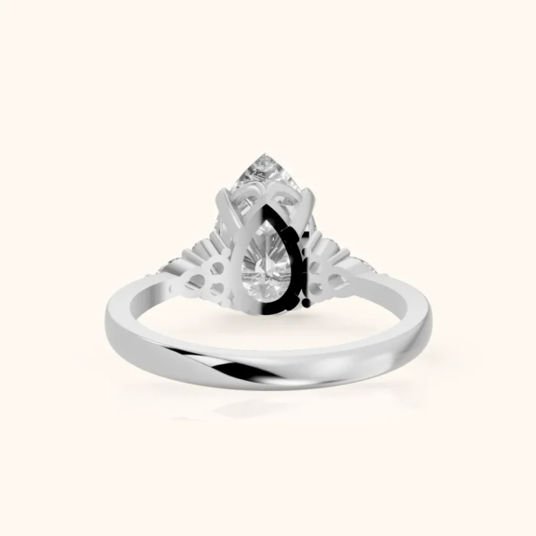 Amelia Three Stone Pear Diamond Engagement & Wedding Ring