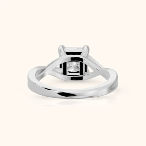 Veronica Twist Side Stone Princess Diamond Engagement & Wedding Ring
