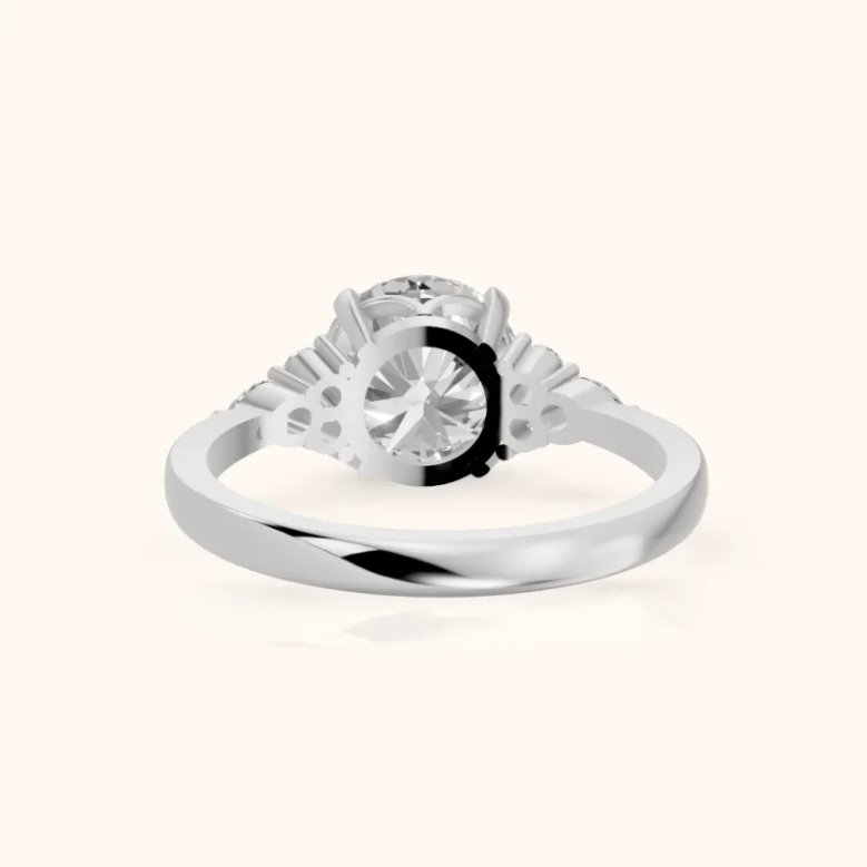 Amelia Three Stone Round Diamond Engagement & Wedding Ring