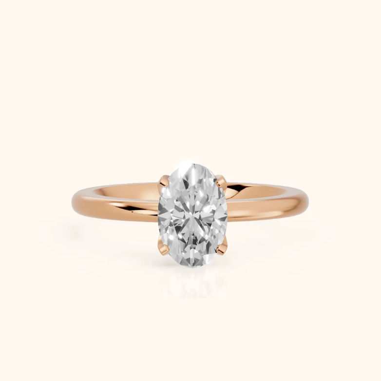 Flora Guardian Solitaire Oval Diamond Engagement & Wedding Ring