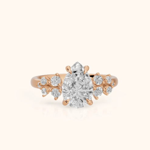 Evelina Bloom Pear Diamond Engagement & Wedding Ring