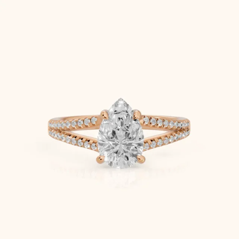 Eternal Embrace Solitaire Pear Diamond Engagement & Wedding Ring