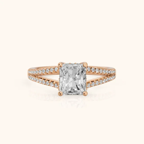 Eternal Embrace Solitaire Radiant Diamond Engagement & Wedding Ring