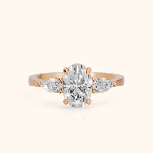 Grace Three Stone Oval Diamond Engagement & Wedding Ring