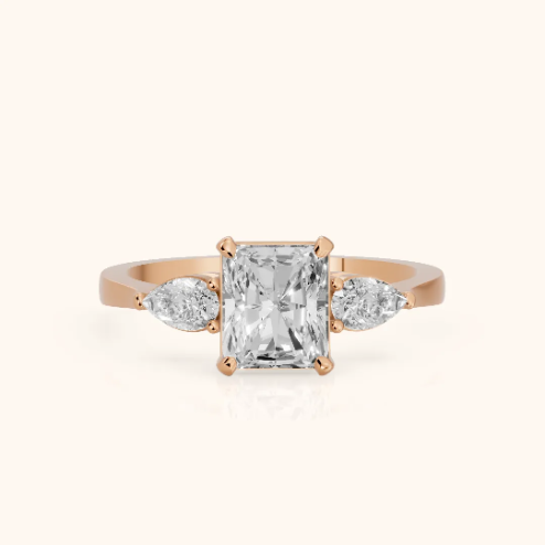 Grace Three Stone Radiant Diamond Engagement & Wedding Ring