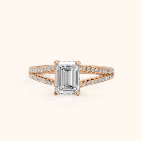 Eternal Embrace Solitaire Emerald Diamond Engagement & Wedding Ring