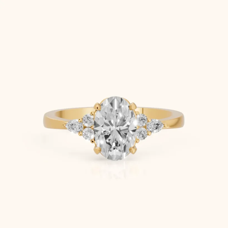 Amelia Three Stone Oval Diamond Engagement & Wedding Ring
