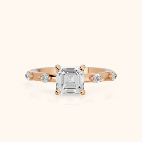 Elena Radiance Solitaire Asscher Diamond Engagement & Wedding Ring
