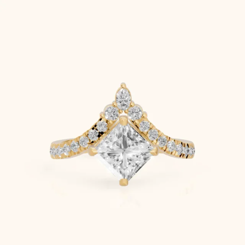 Isabella Legacy Side Stone Princess Diamond Engagement & Wedding Ring