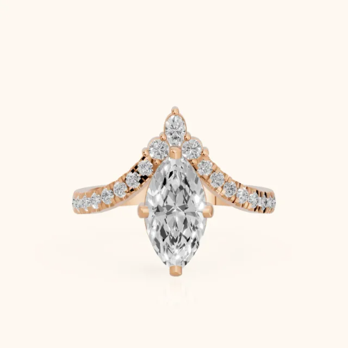 Isabella Legacy Side Stone Marquise Diamond Engagement & Wedding Ring