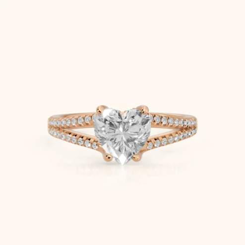 Eternal Embrace Solitaire Heart Diamond Engagement & Wedding Ring
