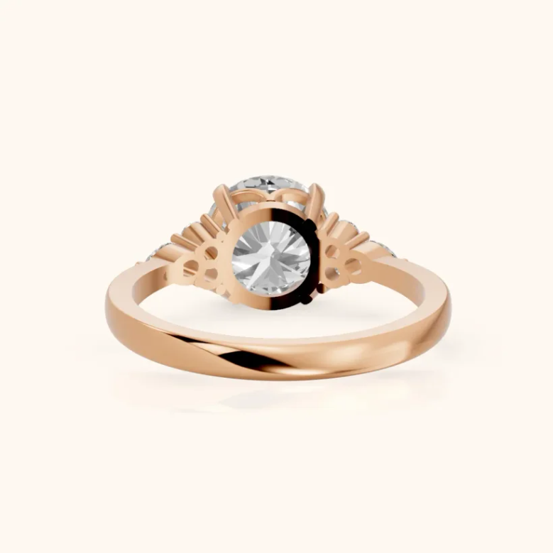 Amelia Three Stone Round Diamond Engagement & Wedding Ring