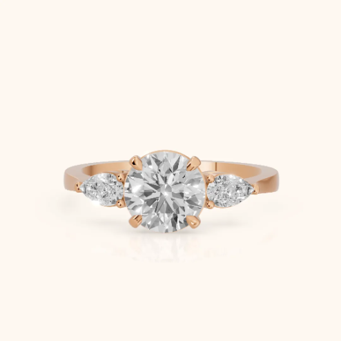 Grace Three Stone Round Diamond Engagement & Wedding Ring