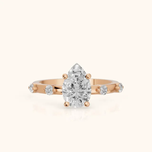 Elena Radiance Solitaire Pear Diamond Engagement & Wedding Ring