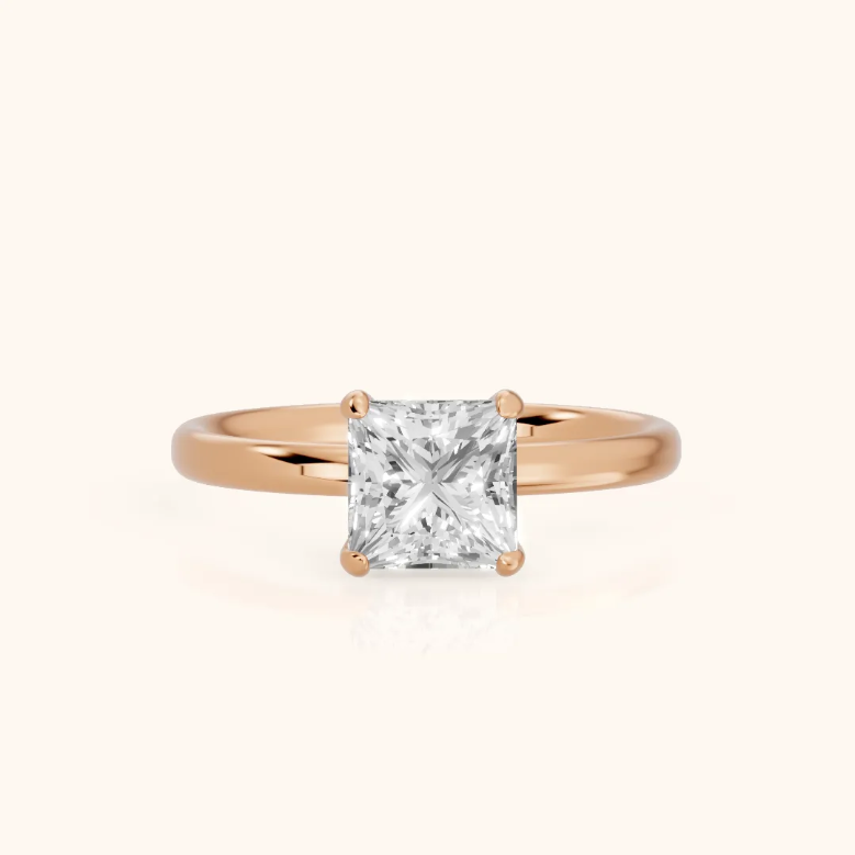 Princess Diamond Engagement & Wedding Ring