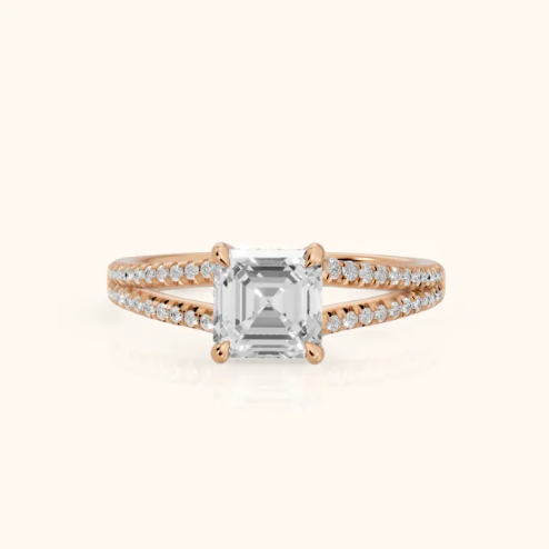 Eternal Embrace Solitaire Asscher Diamond Engagement & Wedding Ring