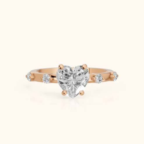 Elena Radiance Solitaire Heart Diamond Engagement & Wedding Ring