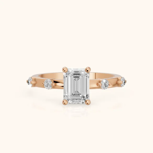 Elena Radiance Solitaire Emerald Diamond Engagement & Wedding Ring