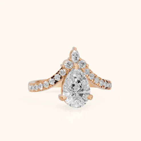 Isabella Legacy Side Stone Pear Diamond Engagement & Wedding Ring