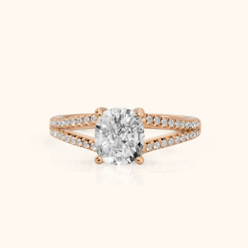 Eternal Embrace Solitaire Cushion Diamond Engagement & Wedding Ring