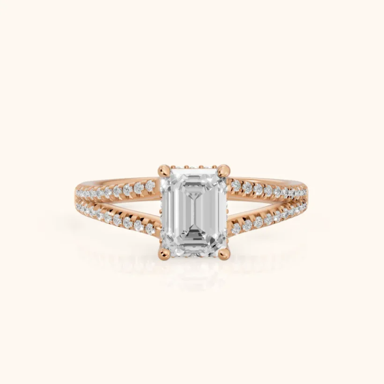 Emerald Diamond Engagement & Wedding Ring
