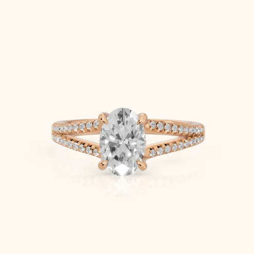 Eternal Embrace Solitaire Oval Diamond Engagement & Wedding Ring