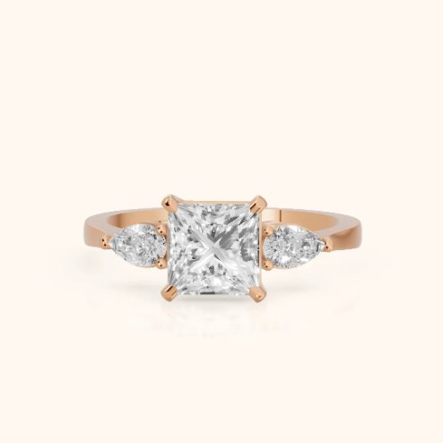 Grace Three Stone Princess Diamond Engagement & Wedding Ring