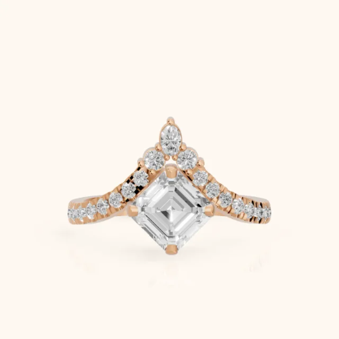Isabella Legacy Side Stone Asscher Diamond Engagement & Wedding Ring