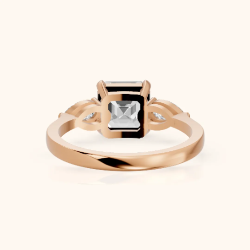 Grace Three Stone Asscher Diamond Engagement & Wedding Ring