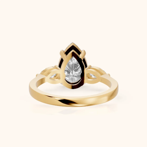 Grace Three Stone Pear Diamond Engagement & Wedding Ring