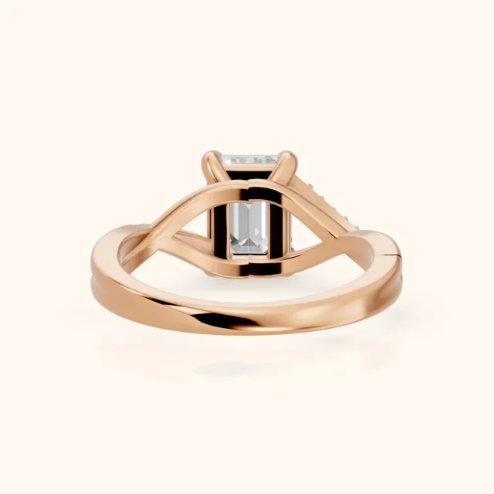 Veronica Twist Side Stone Emerald Diamond Engagement & Wedding Ring