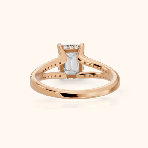 Eternal Embrace Solitaire Emerald Diamond Engagement & Wedding Ring