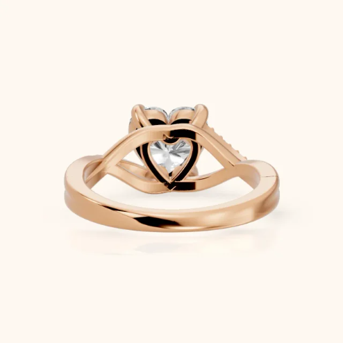 Veronica Twist Side Stone Heart Diamond Engagement & Wedding Ring